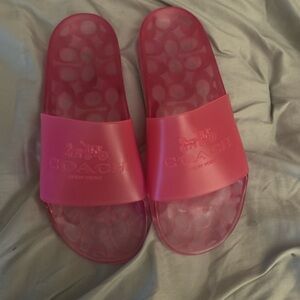 Coach Pink Translucent Logo Slide Sandals